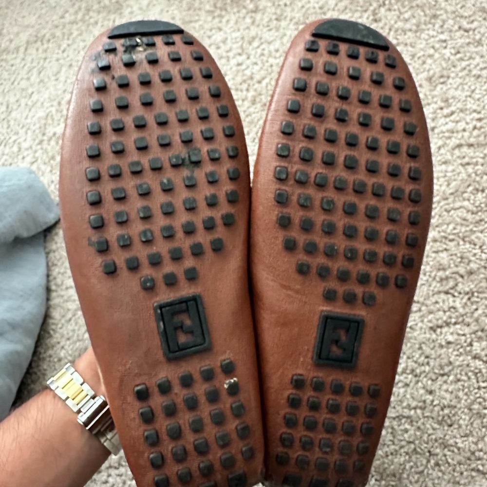Fendi Brown Leather Driver Loafer